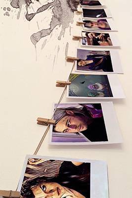 Polaroids of movie characters on a wallPolaroids of movie characters on a wall